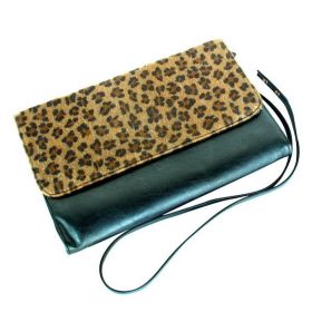 [My Way] Leopard Fur Leatherette An Strap Satchel Bag Handbag Purse