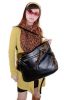 [Miranda Charm] Stylish Black Leatherette Satchel Bag Handbag Purse Shoulder Bag Tote Bag