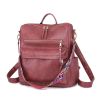 Women's Fashion Backpack Multipurpose Design Handbags and Shoulder Women Tote Bag Bag PU Leather Travel bag; Brown