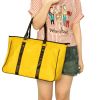 [Bohemia Carved Patterns] Yellow Leatherette Satchel Bag Handbag Purse Shoulder Bag Tote Bag