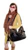 [Miranda Charm] Stylish Black Leatherette Satchel Bag Handbag Purse Shoulder Bag Tote Bag
