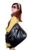 [Miranda Charm] Stylish Black Leatherette Satchel Bag Handbag Purse Shoulder Bag Tote Bag